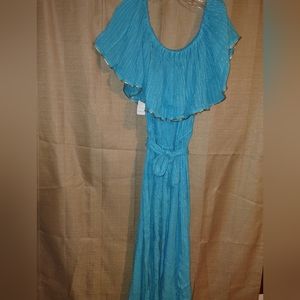 Euro Style Fashions Inc Turquoise Palazzo Romper. One size made in Greece.